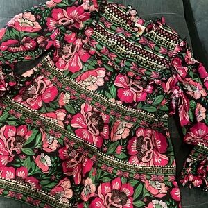 FARM Rio Pink and Green Floral Top